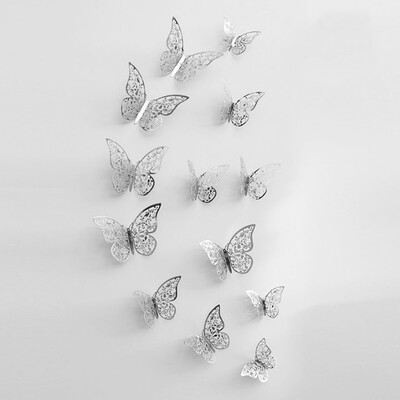 

12pcsset Vivid 3D Butterfly Wall Stickers Removable Mural Stickers DIY Art Wall Decals Decor with Glue for Bedroom Wedding Party-