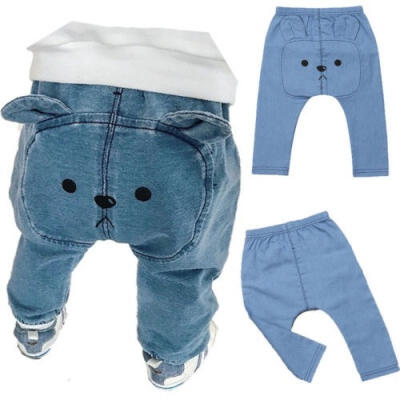 

Infant Kids Baby Boy Clothes Cute Bear Denim Long Harem Pants Trousers