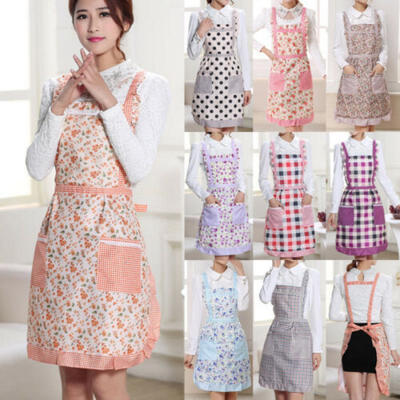 

Women Cooking Kitchen Restaurant Chef Adjustable Bib Apron Dress with Pocket UK