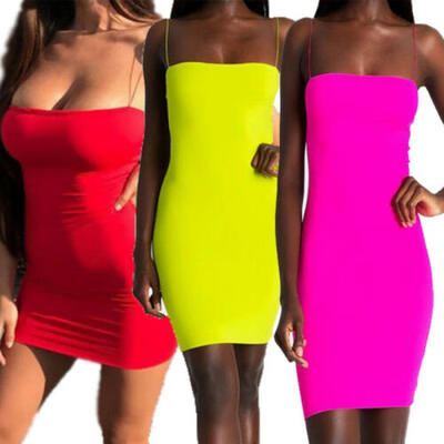 

Fashion Sexy Women Solid Strap Sleeveless Stretchy Package Hip Bodycon Dress New