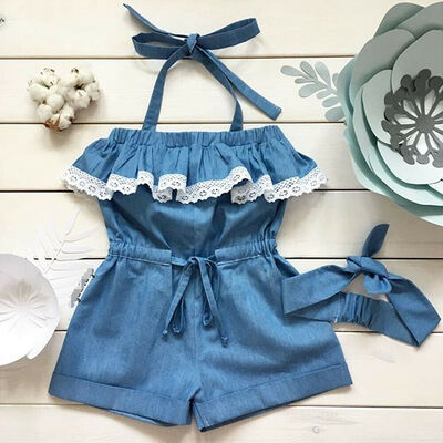 

2PCS Toddler Kid Baby Girl Lace Ruffle Romper Bodysuit Jumpsuit Outfit Clothes Set