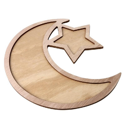 

Rustic Wooden Eid Mubarak Party Serving Tray Ramadan Food Tableware Display Desk Organizer Wood Decoration