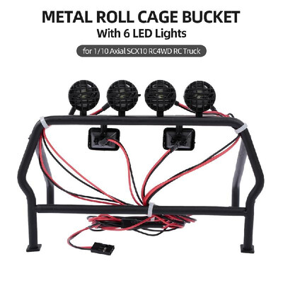 

Metal Roll Cage Bucket with 6 LED Lights for 110 Axial SCX10 RC4WD RC Jeep Truck Car