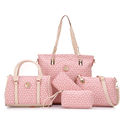 

Geometric Tote Handbag 5Pc Set