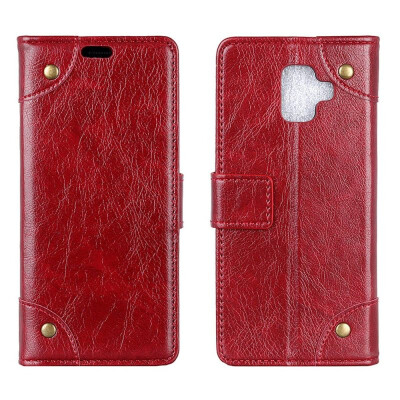 

MOONCASE Samsung Galaxy J6 copper buckle nappa leather case - wine red