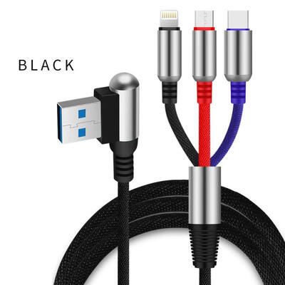 

Universal 3-in-1 1m USB To Micro USB Lightning Type-C 24A Fast Charging Cable Bullet Data Cord For IPhone Android Phones