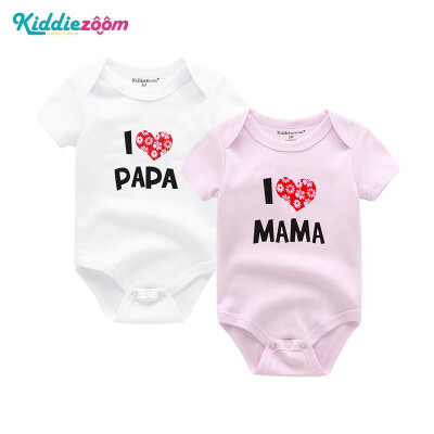 

Kiddiezoom 2PCSLot I Love PaPa MaMa Baby Boys Clothes 100Cotton Babywear Bodysuits Baby Girls Clothes Newborn Short Sleeve