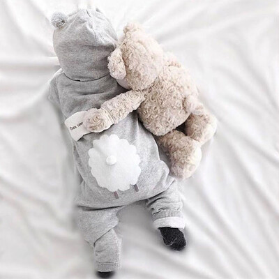 

Newborn Baby Boys Girls Knitted Hooded Cartoon Jumpsuit Clothes Romper Outfit
