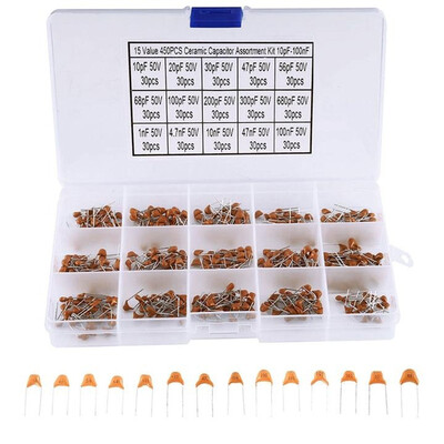 

450PCS 10PF 50V-100NF Multilayer Ceramic Chip Electronic Components Capacitor Assortment Kit 450PCS Capacitor Assortment