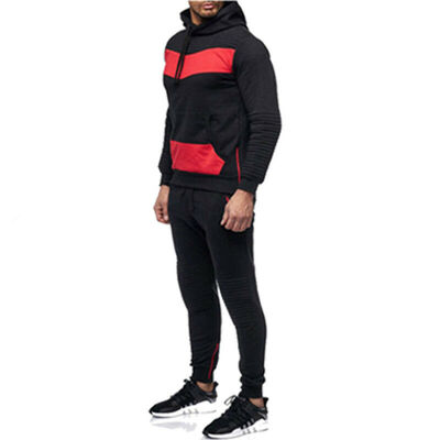 

SUNSIOM Mens Tracksuit Set Hoodie Top & Bottoms Joggers Gym Plain Zip Pockets Slim Fit