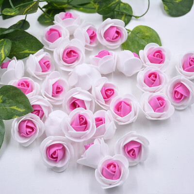 

FUNNYBUNNY 50pcslot 35cm Artificial Foam Rose Two-color Mini Flower Head Wedding Party Home DIY Decorative Materials