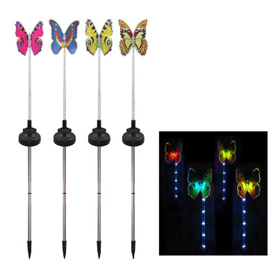 

4 Pack LED Solar Garden Stake Light Multi Color-Changing Butterfly with Luminous Stake Garden Decor Figurines Lights Outdoor Lands