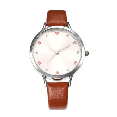 

Women Fashion Simple PU Leather Band Watch Lady Love Heart Shape Time Quartz Wrist Watch