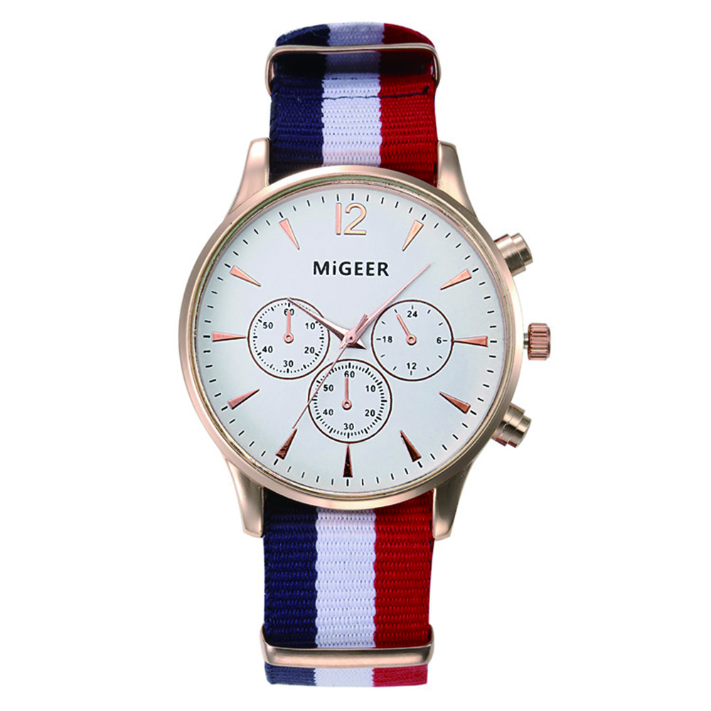 

MiGEER Mens Fashion Canvas Analog Quartz Watch