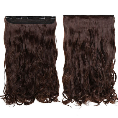 

Synthetic Fiber Clips in on Hair Extension 34 Full Head One Piece 5 Clips Long Silky Straight Curly Wavy