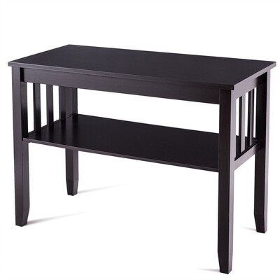

Wooden Rectangular Side Storage Table with 3 Storage Baskets