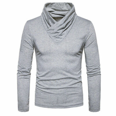 

Men Long Sleeve Pullover High Neck Turtleneck Stretch Slim Basic T Shirt Tee Top