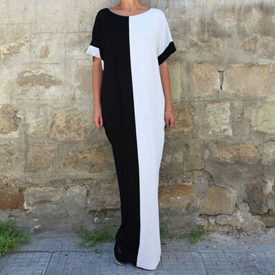 

New Arrival Women Casual Loose Dress Solid Mid Sleeve Boho Long Spring Autumn Dress