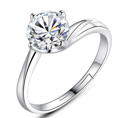 

Adjustable Rings Women Jewelry Cubic Zirconia 925 Silver Female Party Anniversary Gift Engagement Ring D41