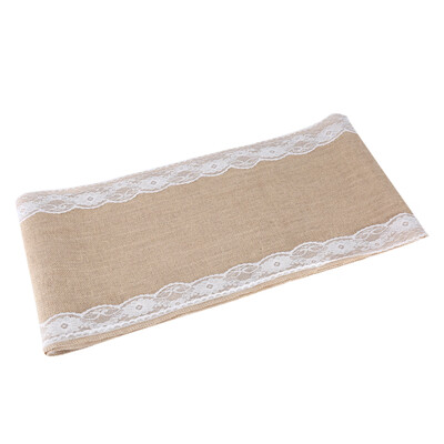 

Vintage Burlap Lace Tablecloth Table Runner Rustic Natural Wedding Party Decor Rustic Table RunnerBurlap Tablecloth