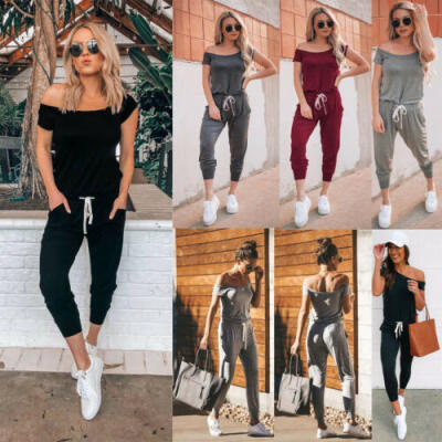 

Womens Clubwear Playsuit Bodysuit Party Jumpsuit & Romper Cotton Long Trousers