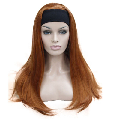 

StrongBeauty Long 34 womens wigs hairpiece Straight with Adjust Black Headband Blonde Highlighted wig Synthetic Hair