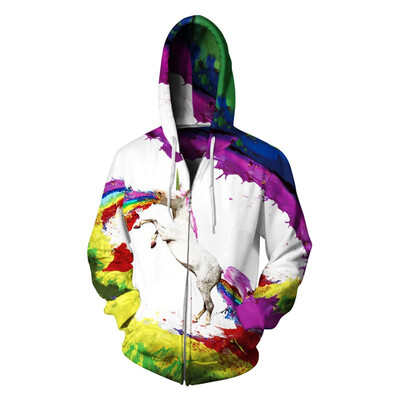 

Aowofs New Mens 3D Printed Zipper Hoodies Womens Hooded Sweater Suede Inside BLL014