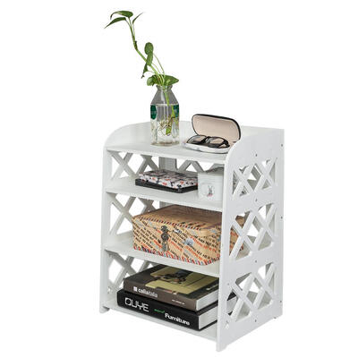 

Bedside Cabinet Tea Table Wood Plastic Board 4-storey Coffee Table White