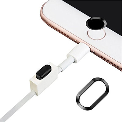 

Anti-dust Dust Plug Set Camera Lens Protective Case Cover with Home Button Sticker for iPhone 8 Plus 7 Plus