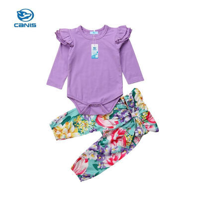 

2pcs Newborn Toddler Kids Baby Princess Girl Long Sleeve Cotton Tops Romper Flower Long Pants Outfits Set Clothes
