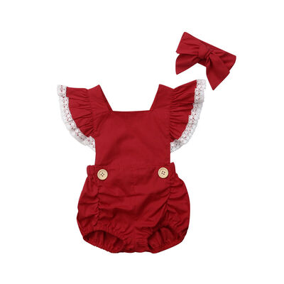 

Christmas Toddler Baby Girls Lace Romper Bodysuit Jumpsuit Headband Outfits Set