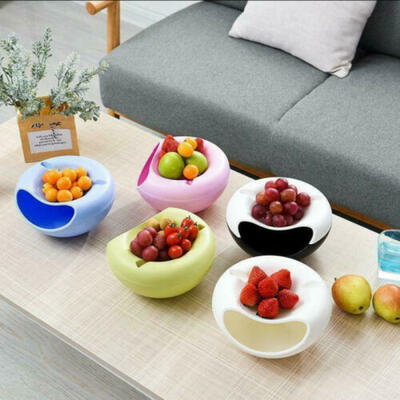 

US Fashion Lazy Fruit Plate Double Layer Plastic Candy Seeds Peel Dish Tray 2019