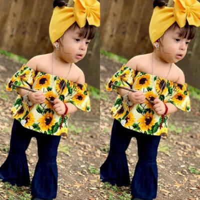 

Toddler Baby Girls Sunflower TopsFlare Pants Trousers Fashion Outfits Set 1-6Y
