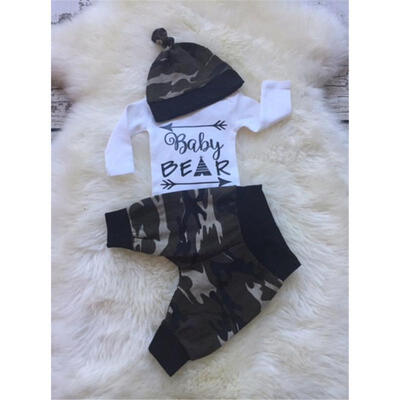 

Infant Baby Boys Romper Bodysuit Camouflage Pants Leggings 3pcs Outfits Clothes