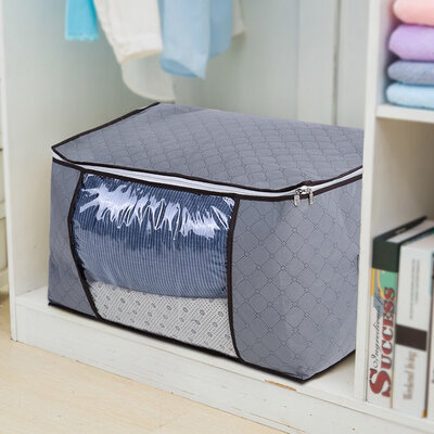 

Bamboo Carbon Fibre Storage Bag with Zipper Large Durable Foldable for Clothes Quil Durable for Clothes Quil