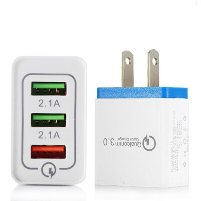 

Portable Travel Home Universal 3-Port USB Wall Charger QC30 Quick Charge Fast Charging USEU Plug Charger Adapter for Smartphones