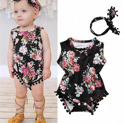 

Cute Toddler Baby Girl Summer Floral Bodysuit Romper Sunsuit Outfits Clothes