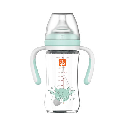 

Gb good child bottle imitation breast milk texture wide caliber grip straw baby glass bottle angel starving magic image series 260mL light green