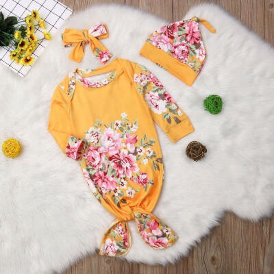 

3Pcs Floral Swaddle Wrap Blanket Baby Sleeping Bag Sleepsack Headband Hat Set