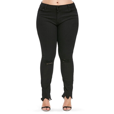 

Plus Size Ripped Frayed Jeans