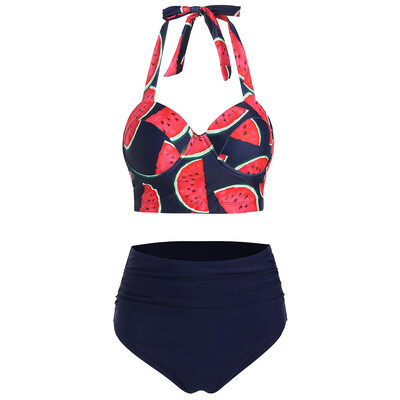 

Watermelon Print Cut Out Bikini Set