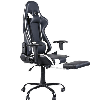 

Racing Gaming Chair High Back Swivel Chair Office Chair with Footrest Tier Black & White