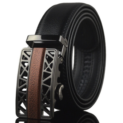 

xsby Mens Slide Ratchet Dress Leather Belt with Automatic Zip Buckle Click Strap