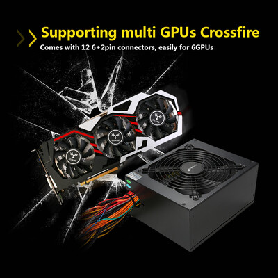

Segotep 1250W GP1350G ATX PC Computer Mining Power Supply 80Plus Gold Active PFC Support 6 Graphics Cards