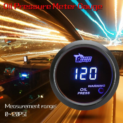 

Digital Oil Pressure Meter Gauge with Sensor for Auto Car 52mm 2in LCD 0120PSI Warning Light Black