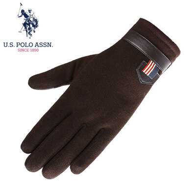 

Us polo assn winter wool gloves mens cycling warm knit touch screen business British five finger gloves PSTMD-62001 brown