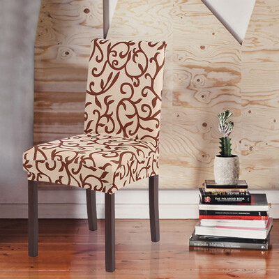 

High Quality Stretch Removable Washable Short Dining Chair Cover Soft Milk Silk Spandex Printing Chair Cover Slipcover for Wedding