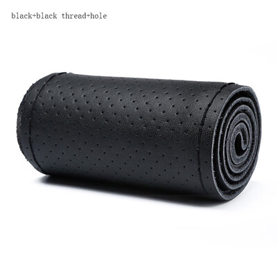 

Automotive interior protection accessories Car Steering Wheel Cover Top Layer Leather with hole Cowhide Braid Needles Thread