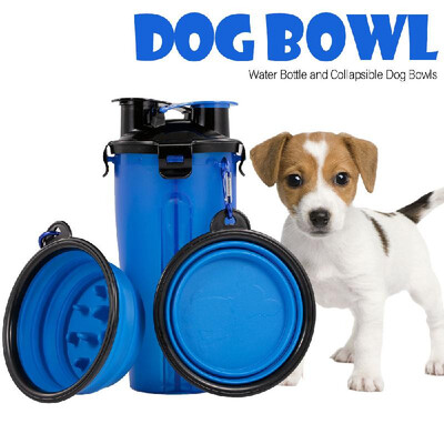 

Dog Bowl Water Bottle Pet Food Feeder Container with Collapsible Dog Bowls for Outdoor Dog Walking Hiking Travelling