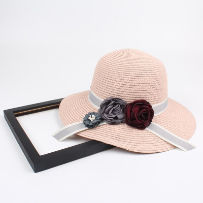 

Fashion Women Rose Bowknot Straw Hat Wide Brim Foldable Travelling Beach Fisherman Bonnie chapeau